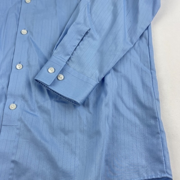 Kenneth Cole Reaction Button Up Shirt Mens Large 16 34/35 Blue Wrinkle Free - Picture 5 of 9